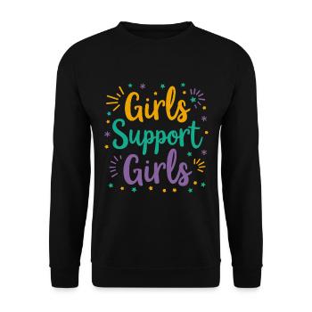 Girls Support Girls Statement Freundschaft - Unisex Pullover - Schwarz - Vorne - Alina (178cm) & Michal (187cm)