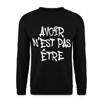 AVOIR N EST PAS ÊTRE GRAFF GRAFFITI TAG - Sweat-shirt Unisexe - noir - Devant - Alina (178cm) & Michal (187cm)