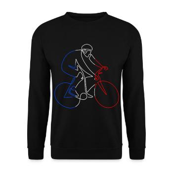 Cycliste Bleu Blanc Rouge - Sweat-shirt Unisexe - noir - Devant - Alina (178cm) & Michal (187cm)