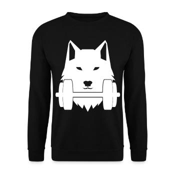 Wolf Dumbbell Gym Training Shirt Cap Gift Idea - Unisex Sweatshirt - black - Front - Alina (178cm) & Michal (187cm)