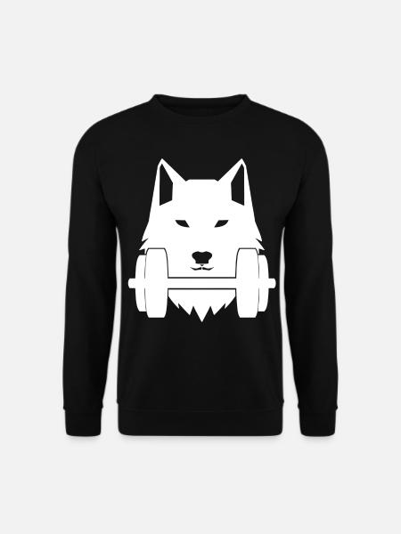 Wolf Hantel Gym Training Shirt Cap Geschenk Idee - Unisex Pullover - Schwarz