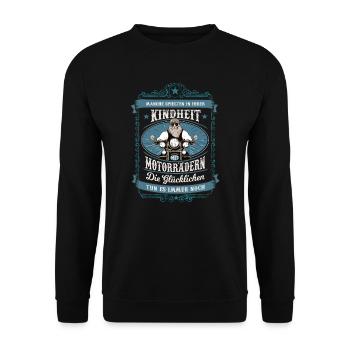 Lustige Motorradfahrer Vintage Sprüche - Unisex Pullover - Schwarz - Vorne - Alina (178cm) & Michal (187cm)
