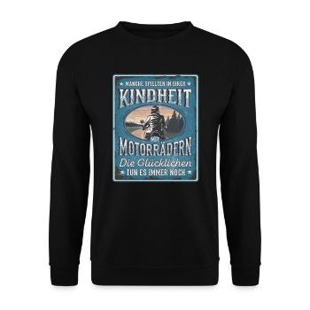 Lustige Motorradfahrer Vintage Sprüche - Unisex Pullover - Schwarz - Vorne - Alina (178cm) & Michal (187cm)