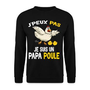 Papa Poule A Plein Temps Cadeau Humour Père - Sweat-shirt Unisexe - noir - Devant - Alina (178cm) & Michal (187cm)