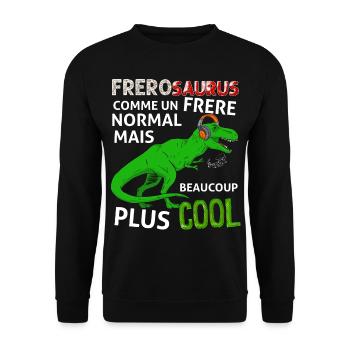 Frèrosaurus Humour Grand Frère Cadeau Dinosaure - Sweat-shirt Unisexe - noir - Devant - Alina (178cm) & Michal (187cm)