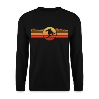 Snowboarding Retro Look Snowboarder - Unisex Sweatshirt - black - Front - Alina (178cm) & Michal (187cm)