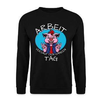 lustiger Spruch Arbeit Büro Tischler Maurer Humor - Unisex Pullover - Schwarz - Vorne - Alina (178cm) & Michal (187cm)
