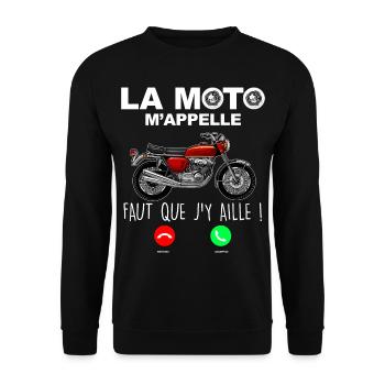 Passion moto cadeau drôle pour motard - Sweat-shirt Unisexe - noir - Devant - Alina (178cm) & Michal (187cm)
