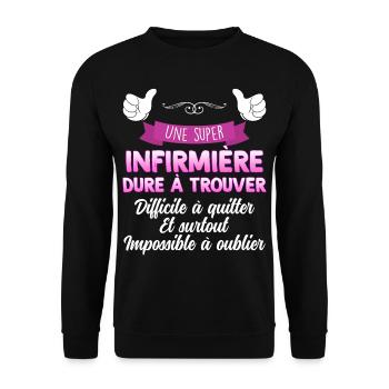 Super Infirmiere Cadeau Collègue Ou maman - Sweat-shirt Unisexe - noir - Devant - Alina (178cm) & Michal (187cm)