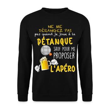 Pétanque Bouliste Et Apéro Mon Plaisir - Sweat-shirt Unisexe - noir - Devant - Alina (178cm) & Michal (187cm)