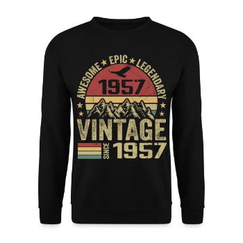Vintage 1957 Birthday Gift 1957 - Born in 1957 - Unisex Sweatshirt - black - Front - Alina (178cm) & Michal (187cm)