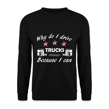 Trucker und Lastwagen Fahrer - Unisex Pullover - Schwarz - Vorne - Alina (178cm) & Michal (187cm)
