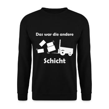Logistiker und Schicht - Unisex Pullover - Schwarz - Vorne - Alina (178cm) & Michal (187cm)