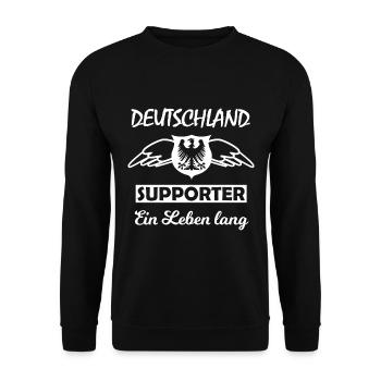 Der Deutschland Unterstützer - Unisex Pullover - Schwarz - Vorne - Alina (178cm) & Michal (187cm)