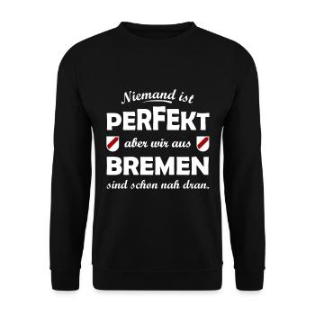 Perfekt aus Bremen - Unisex Pullover - Schwarz - Vorne - Alina (178cm) & Michal (187cm)