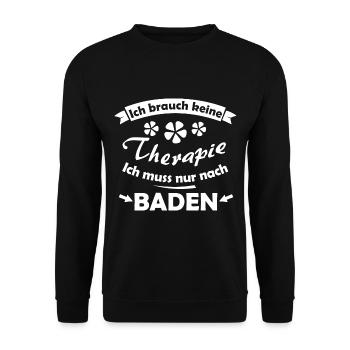 Zuhause in Baden - Unisex Pullover - Schwarz - Vorne - Alina (178cm) & Michal (187cm)