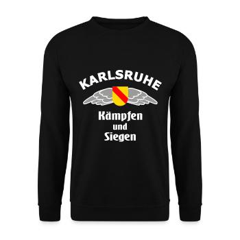 Zuhause in Karlsruhe - Unisex Pullover - Schwarz - Vorne - Alina (178cm) & Michal (187cm)