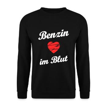Benzin im Blut - Unisex Pullover - Schwarz - Vorne - Alina (178cm) & Michal (187cm)