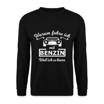 Benzin und Hubraum Auto - Unisex Pullover - Schwarz - Vorne - Alina (178cm) & Michal (187cm)