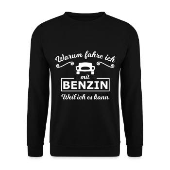 Benzin und Tankstelle - Unisex Pullover - Schwarz - Vorne - Alina (178cm) & Michal (187cm)