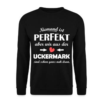Die Uckermark im Osten - Unisex Pullover - Schwarz - Vorne - Alina (178cm) & Michal (187cm)