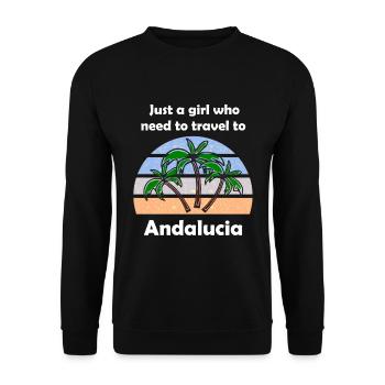Urlaub in Andalusien - Unisex Pullover - Schwarz - Vorne - Alina (178cm) & Michal (187cm)