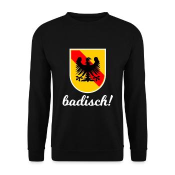 Badisch ist ein Gefühl - Unisex Pullover - Schwarz - Vorne - Alina (178cm) & Michal (187cm)