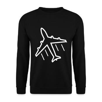 Flugzeug am Himmel - Unisex Pullover - Schwarz - Vorne - Alina (178cm) & Michal (187cm)