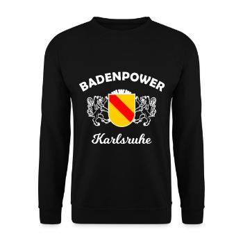 Die Heimatstadt Karlsruhe - Unisex Pullover - Schwarz - Vorne - Alina (178cm) & Michal (187cm)
