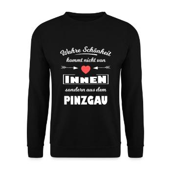 Lustige Spruch Pinzgau - Unisex Pullover - Schwarz - Vorne - Alina (178cm) & Michal (187cm)