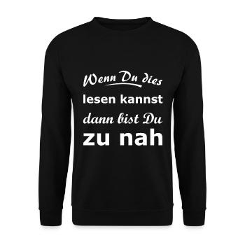 Funny saying: Keep your distance - Unisex Sweatshirt - black - Front - Alina (178cm) & Michal (187cm)