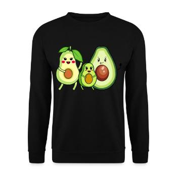 Avocado Familie im Urlaub - Unisex Pullover - Schwarz - Vorne - Alina (178cm) & Michal (187cm)