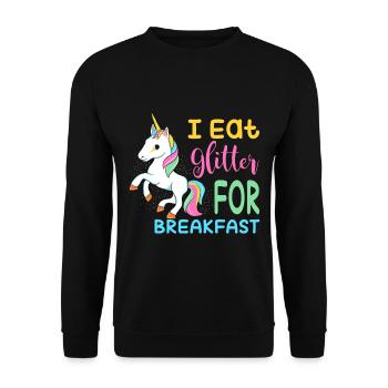 Je mange des paillettes pour le cadeau Licorne du petit déjeuner - Sweat-shirt Unisexe - noir - Devant - Alina (178cm) & Michal (187cm)