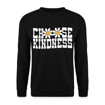 Choose Kindness Flowers - Unisex Sweatshirt - black - Front - Alina (178cm) & Michal (187cm)
