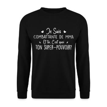 Combattante de MMA. C'est quoi ton super pouvoir ? - Sweat-shirt Unisexe - noir - Devant - Alina (178cm) & Michal (187cm)