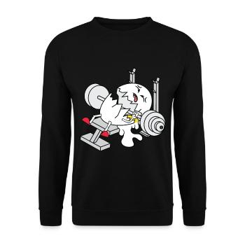 Egg Bench Press Cracked Egg Muscles Gym - Unisex Sweatshirt - black - Front - Alina (178cm) & Michal (187cm)