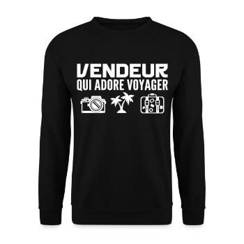 Travelers & Sellers: Passion & Discovery - Unisex Sweatshirt - black - Front - Alina (178cm) & Michal (187cm)