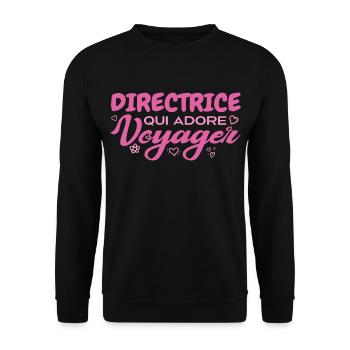 Globetrotting director with a passion for travel - Unisex Sweatshirt - black - Front - Alina (178cm) & Michal (187cm)