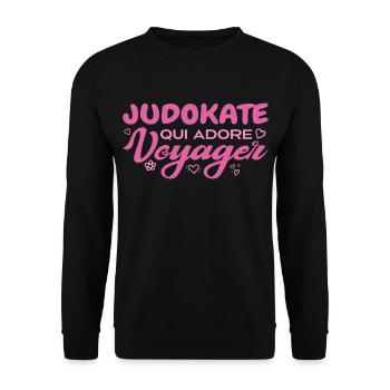 Globetrotting judoka with a passion for travel - Unisex Sweatshirt - black - Front - Alina (178cm) & Michal (187cm)