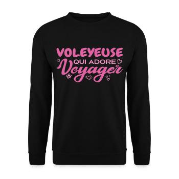 Voleyeuse globe-trotteuse passionnée de voyages - Sweat-shirt Unisexe - noir - Devant - Alina (178cm) & Michal (187cm)