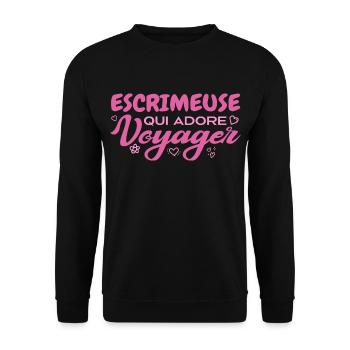 Escrimeuse globe-trotteuse passionnée de voyages - Sweat-shirt Unisexe - noir - Devant - Alina (178cm) & Michal (187cm)