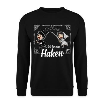 I'am on the Hook - Ich bin am Haken: Hochzeit - Unisex Pullover - Schwarz - Vorne - Alina (178cm) & Michal (187cm)
