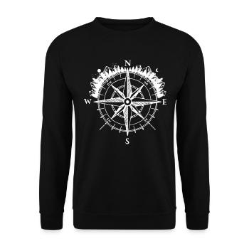 Compass mountains north south west east - Unisex Sweatshirt - black - Front - Alina (178cm) & Michal (187cm)