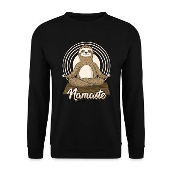 Namastay Namaste Faultier Yogamatte Yoga - Unisex Pullover - Schwarz - Vorne - Alina (178cm) & Michal (187cm)