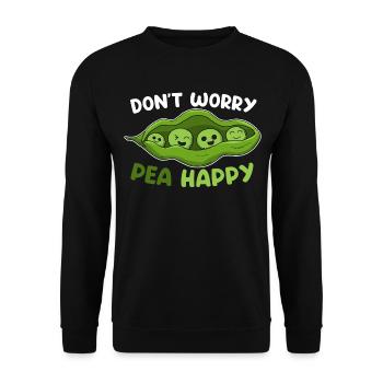 Ne vous inquiétez pas Pois Happy Vegan Peas végétarien - Sweat-shirt Unisexe - noir - Devant - Alina (178cm) & Michal (187cm)