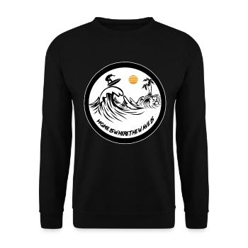 Home is where the waves surf surf surfing - Unisex Sweatshirt - black - Front - Alina (178cm) & Michal (187cm)