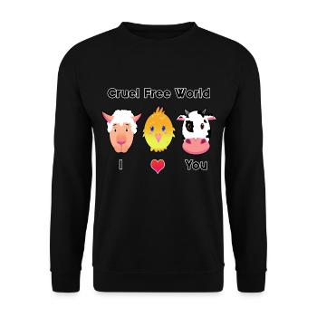 Cruel Free World- vegan horror-free world - Unisex Sweatshirt - black - Front - Alina (178cm) & Michal (187cm)