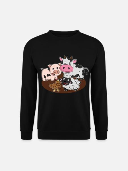 Bauernhoftiere Schwein Kuh Rind Huhn Schaf - Unisex Pullover - Schwarz