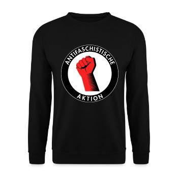 Antifaschistische Aktion gegen Rechts Nazis Hetze - Unisex Pullover - Schwarz - Vorne - Alina (178cm) & Michal (187cm)