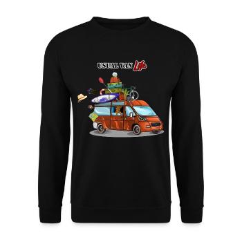 Ganz normales Van Leben, Camping Outdoor Urlaub - Unisex Pullover - Schwarz - Vorne - Alina (178cm) & Michal (187cm)